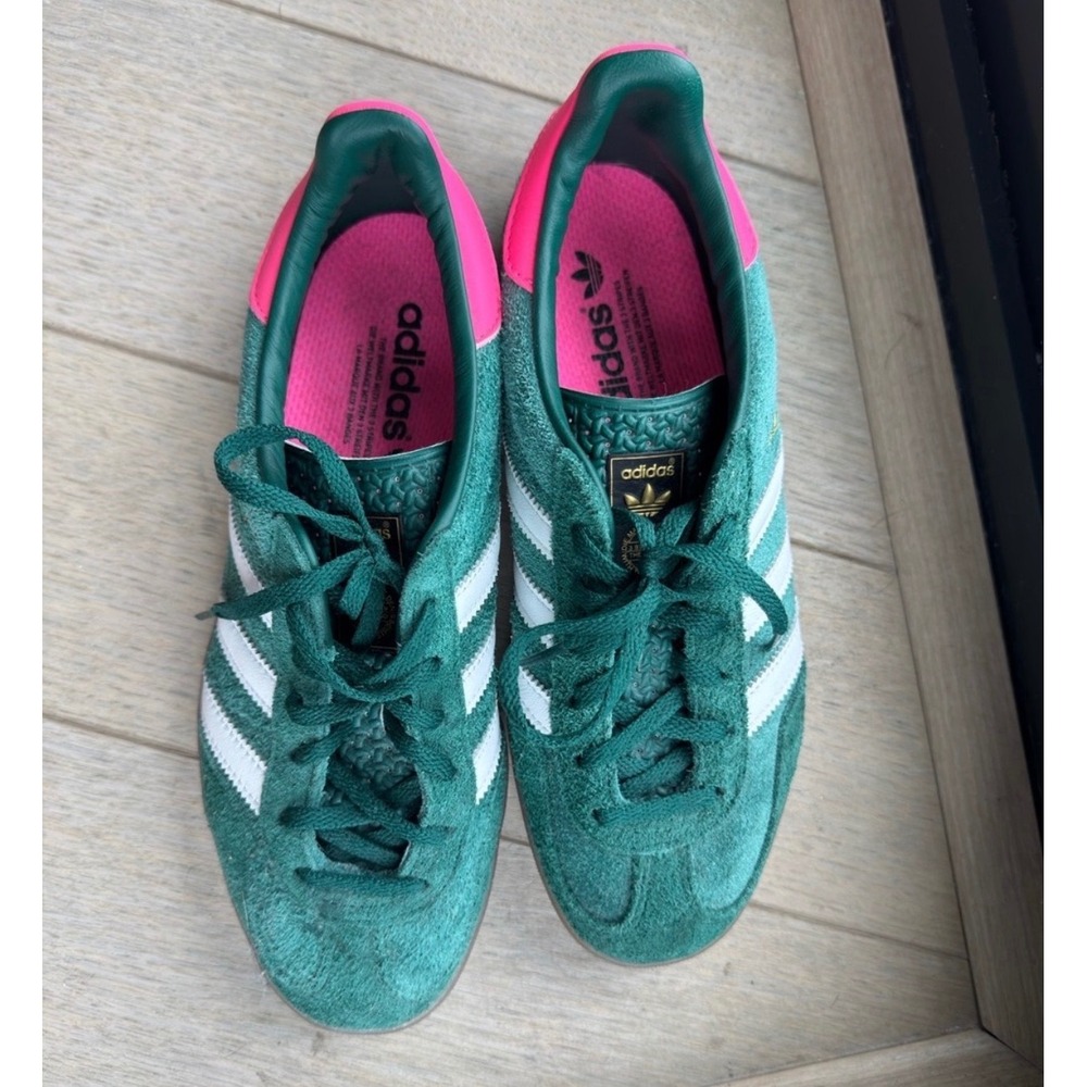 adidas Originals Gazelle Indoor Women's Suede Sneakers Green Lucid Pink - Picture 4 of 5